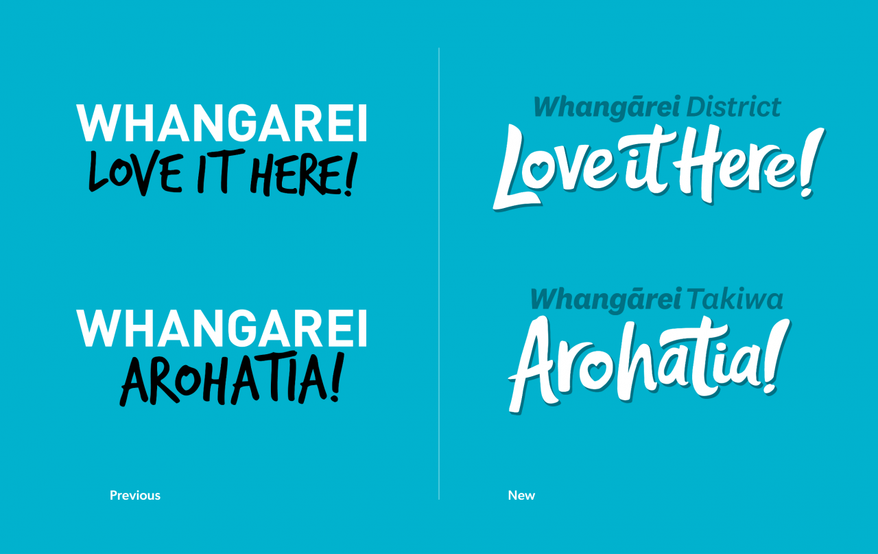 Whangarei District Love it Here logo - Old vs New